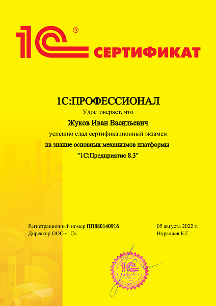 Жуков Иван 1С Профессионал